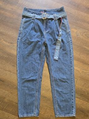 Vintage 90s Blue Denim Belted Jeans - Classic Casual Style
